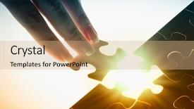  Presentation with connecting - Beautiful slide set featuring connecting missing jigsaw glowing puzzle backdrop and a coral colored foreground