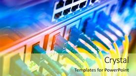  Presentation with network cable - Amazing theme having connecting on network core switch backdrop and a blonde colored foreground