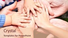  Presentation with connecting people - Presentation theme having connecting people - family holding hands together closeup background and a lemonade colored foreground