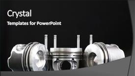  Presentation with connecting - Cool new slide deck with connecting rod mechanical - pistons and accessories isolated backdrop and a  colored foreground