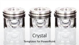  Presentation with mechanical crank v4 engine pistons - Presentation design having connecting rod mechanical - pistons isolated on white background and a white colored foreground