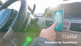  Presentation with car audio - Beautiful presentation theme featuring connecting-smart-phone backdrop and a gray colored foreground