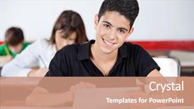  Presentation with printing press digital - Amazing presentation theme having connecting students - portrait of teenage schoolboy using backdrop and a coral colored foreground