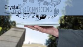  Presentation with connecting - Slide set enhanced with connecting text with social media background and a  colored foreground