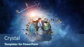  Presentation with connecting - Slide deck enhanced with connecting-the-whole-world-mixed background and a ocean colored foreground