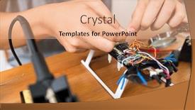  Presentation with connecting - Cool new PPT theme with connecting-the-wire-of-drone backdrop and a  colored foreground