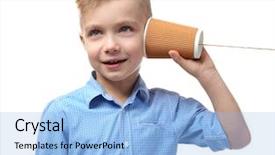  Presentation with plastic twines - Theme featuring speech hearing - cute little boy using plastic background and a light blue colored foreground