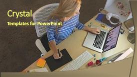  Presentation with low angle view of hockey - Presentation with fashion designer using multimedia device background and a tawny brown colored foreground