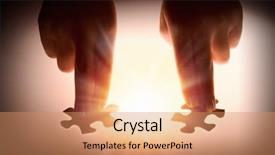  Presentation with falling jigsaw pieces - Audience pleasing presentation design consisting of connecting two jigsaw glowing puzzle backdrop and a coral colored foreground