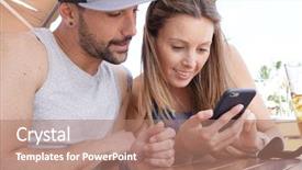  Presentation with catholic couple silhouette of young - PPT theme with connecting with smartphone at restaurant background and a  colored foreground