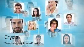  Presentation with blur abstract people people - Presentation theme consisting of connection between people against blue background and a  colored foreground