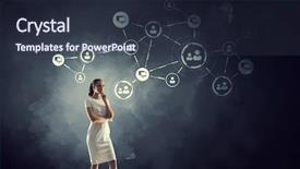  Presentation with business networking - Colorful presentation theme enhanced with render - business networking and connection concept backdrop and a wine colored foreground