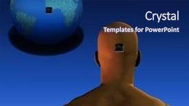  Presentation with cards connecting world - Amazing presentation design having connection of mind to world backdrop and a navy blue colored foreground