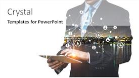  Presentation with connection - Cool new presentation design with connection-technologies-in-business-mixed backdrop and a white colored foreground