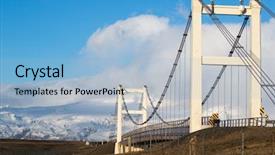  Presentation with suspension bridge - Presentation design featuring connects the shore line disrupt background and a  colored foreground