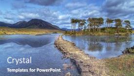  Presentation with ireland - Presentation design featuring mountains and lake scenery ireland background and a ocean colored foreground