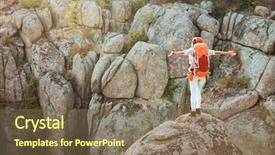  Presentation with adventure biking women - Slides having conquer - back view of adventure woman background and a violet colored foreground