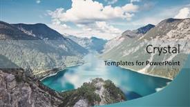  Presentation with conquer - Theme with conquer - female adventurer with backpack exploring background and a light blue colored foreground