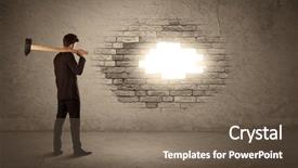  Presentation with brick - Amazing theme having conquering barriers success - business man hitting brick grungy backdrop and a  colored foreground
