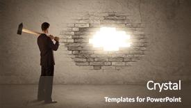  Presentation with holy mass opening - Amazing PPT theme having conquering barriers success - business man hitting brick grungy backdrop and a violet colored foreground