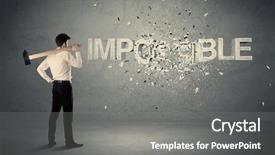  Presentation with wall - Beautiful PPT layouts featuring conquering barriers success - business man hitting impossible sign backdrop and a gray colored foreground