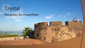  Presentation with dominican republic - Theme featuring conqueror - old spanish fort background and a teal colored foreground