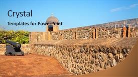  Presentation with dominican republic - Slides having conqueror - old spanish fort background and a light blue colored foreground