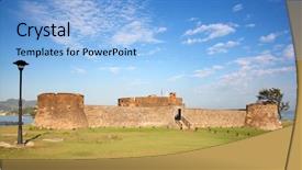  Presentation with republic dominican - PPT layouts enhanced with conqueror - old spanish fort background and a light blue colored foreground