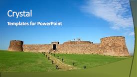  Presentation with dominican republic - PPT theme consisting of conqueror - old spanish fort background and a teal colored foreground