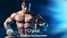  Presentation with warrior - Beautiful presentation theme featuring conqueror - portrait of a handsome muscular backdrop and a ocean colored foreground