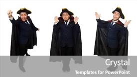  Presentation with lab coat sales - Colorful presentation theme enhanced with conqueror - young man wearing tricorn backdrop and a  colored foreground