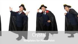  Presentation with young man on the phone - Cool new slides with conqueror - young man wearing tricorn backdrop and a  colored foreground