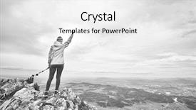  Presentation with black-female - PPT theme having mountain after successful ascent background and a white colored foreground