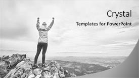  Presentation with achievement mountain - Audience pleasing slides consisting of mountain after successful ascent backdrop and a white colored foreground