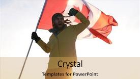  Presentation with canadian flag - Colorful presentation enhanced with conquiste - man on the top backdrop and a yellow colored foreground