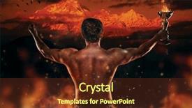  Presentation with hard work - Cool new slides with conquiste - muscular man holding burning trophy backdrop and a tawny brown colored foreground