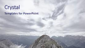  Presentation with mountain climbing - PPT layouts consisting of arms outstretched celebrating successful ascent background and a sky blue colored foreground