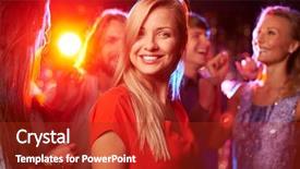  Presentation with camera - Cool new slide deck with conquistadores - portrait of cheerful girl looking backdrop and a crimson colored foreground