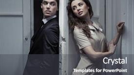  Presentation with elegant colorful animated - Slide set consisting of conquistadores - portrait of young elegant couple background and a dark gray colored foreground