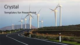  Presentation with wind turbines - Amazing PPT theme having conquistadores - wind turbines lanzarote spain backdrop and a light gray colored foreground