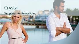  Presentation with discussion - Slides enhanced with conseling relationship - couple having a discussion background and a sky blue colored foreground