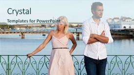  Presentation with discussion - Cool new slide set with conseling relationship - couple having a discussion backdrop and a sky blue colored foreground