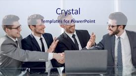  Presentation with employees working together - Amazing theme having consensus - close up handshake employees backdrop and a sky blue colored foreground