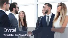  Presentation with handshake - Presentation with consensus - handshake of business people background and a  colored foreground