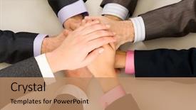  Presentation with business partner people joining hand - Colorful slide deck enhanced with electric hair clipper with accessories for work a photo on a light background note shallow depth of field backdrop and a light gray colored foreground