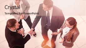  Presentation with partners - Slide deck featuring consensus - top view handshake business partners background and a lemonade colored foreground