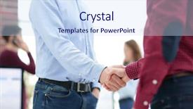  Presentation with office - PPT layouts enhanced with consensus - two men shaking hand background and a sky blue colored foreground