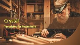  Presentation with decor - Colorful PPT theme enhanced with conservation resoration - senior restorer working with antique backdrop and a  colored foreground