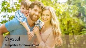  Presentation with father - Amazing slide deck having conservative - family of mother father backdrop and a coral colored foreground