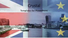  Presentation with brexit - Amazing slide deck having conservative - flags of uk and eu backdrop and a teal colored foreground